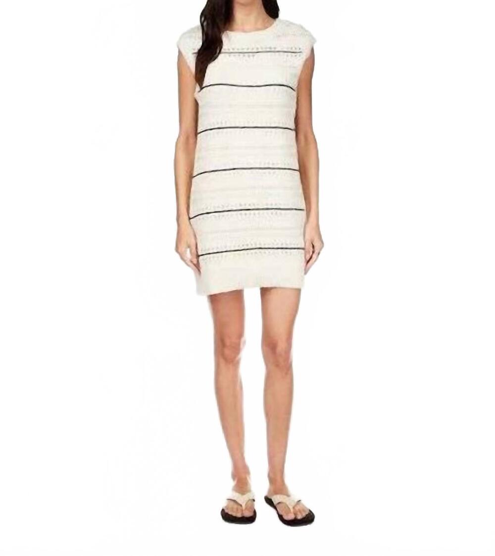 NEW SANCTUARY textured mod mini dress in light oat/black